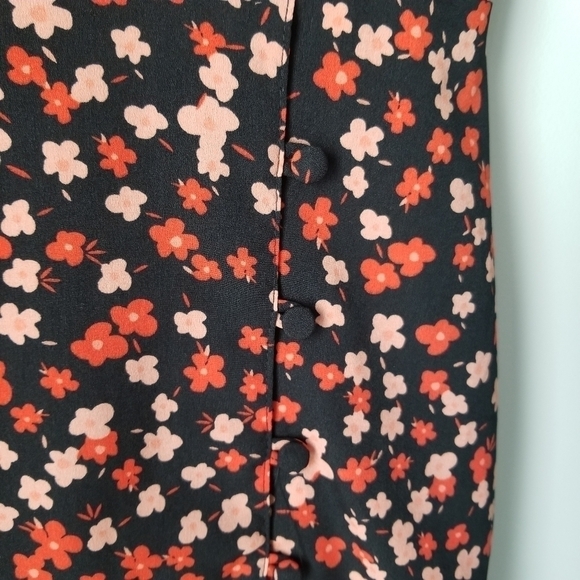 ASOS Floral Short Sleeve Midi Dress Black/ Red Size 4 - Picture 9 of 11